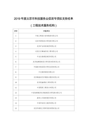 北京公示 2019年度科技服務業促進專項擬立項名單揭曉，技術服務迎來新機遇